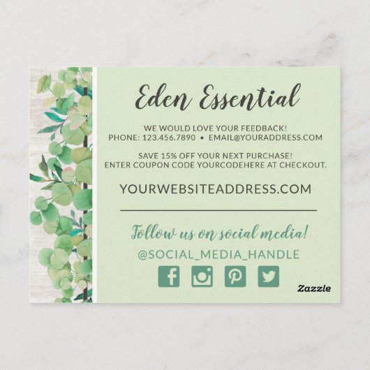 サンキューボタニカルグリーナリーユーカリ&ウッド ポストカード (裏面)