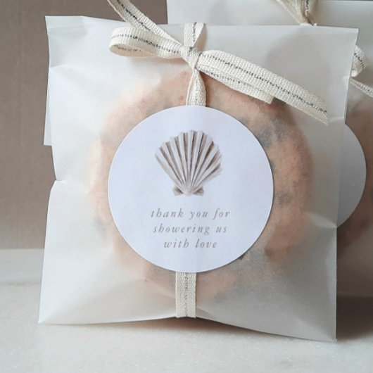 サンキューボホビーチシェルベイビーシャワー ラウンドシール