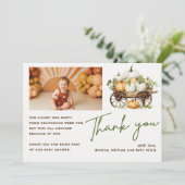 サンキューボホフォト秋カボチャ赤ちゃんシャワー 招待状 (スタンド正面)