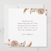 サンキューボホボタニカル甘いクマ赤ちゃんシャワー カード (裏面)