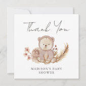 サンキューボホボタニカル甘いクマ赤ちゃんシャワー カード (正面)