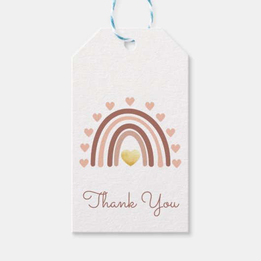 サンキューボホーレインボー赤面ギフトラベル ギフトタグ (正面)