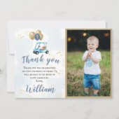 サンキューボーイゴルフテーマフォトファースト誕生日 サンキューカード (正面)