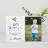 サンキューボーイゴルフテーマフォトファースト誕生日 サンキューカード (スタンド正面)