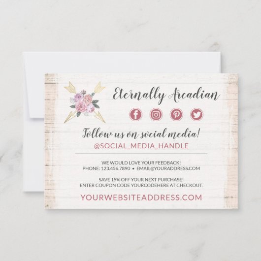 サンキューボ素朴ヘミアンフローラ矢印赤面カード 招待状 (裏面)