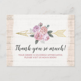 サンキューボ素朴ヘミアンフローラ矢印赤面ピンク ポストカード