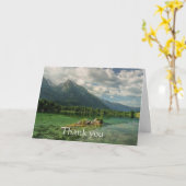 サンキューマウンテンレイクフォレストシーン聖なる書物、 経典 カード (黄色い花)