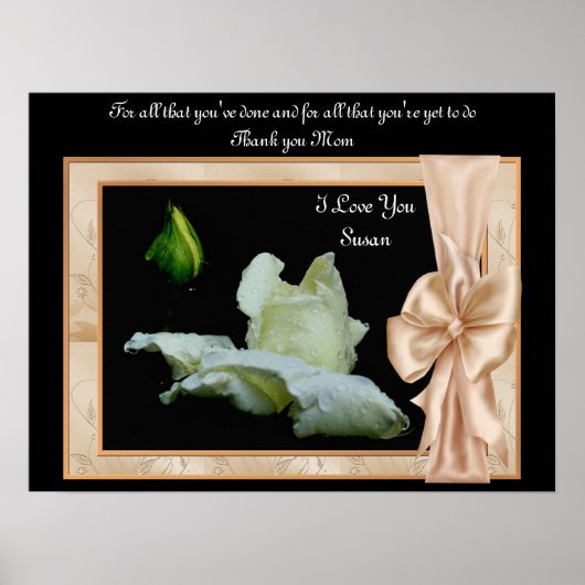 サンキューママローズブドパーソナライズされたポスタープリント ポスター (正面)