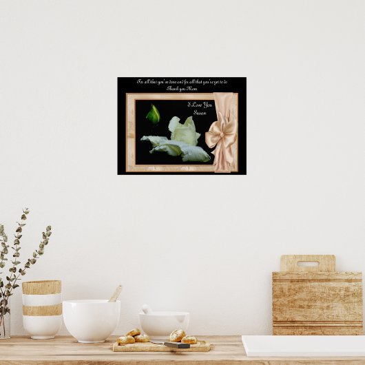 サンキューママローズブドパーソナライズされたポスタープリント ポスター (キッチン)