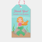 サンキューマーメイドガールズバースデーパーティギフトラベル ギフトタグ (正面)
