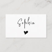 サンキューミニマリストブラックタイポグラフィかわいいハート 名刺 (裏面)