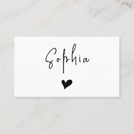 サンキューミニマリストブラックタイポグラフィかわいいハート 名刺 (裏面)