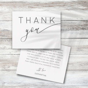 サンキューミニマリストブラック&ホワイトブライダルシャワー サンキューカード