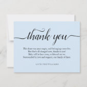 サンキューミニマルな赤ちゃんシャワーシンプルブルー サンキューカード (正面)