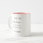 サンキューミュージック先生感謝トレブルクレフ、 音符記号 ツートーンマグカップ (正面左)