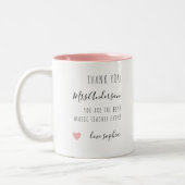 サンキューミュージック先生感謝トレブルクレフ、 音符記号 ツートーンマグカップ (左)