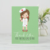 サンキューミントグリーンスクリプトブラウンヘアナース サンキューカード (スタンド正面)