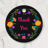 サンキューメキシカンフィエスタカラフルフォークアートフラワー フェイバータグ (正面)