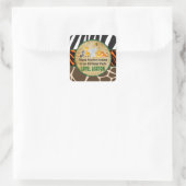 サンキューメッセージカードジャングルサファリバースデーパーティー スクエアシール (バッグ)