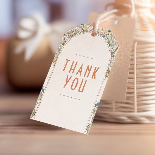 サンキューメッセージカードヴィンテージアールヌーボー ギフトタグ