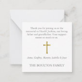 サンキューメモリアル金ゴールドクロス葬儀コンパクト ノートカード (裏面)