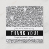 サンキューモダングラムシンプルラックスシルバーグリッター スクエア名刺 (正面)