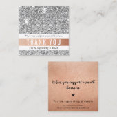 サンキューモダングラムシンプルラックスシルバーグリッター スクエア名刺 (正面/裏面)