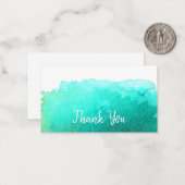 サンキューモダンシンプルブルーウォーターカラーアート ノートカード (正面/裏面インサイチュ)