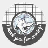 サンキューモダンタータンチェックアイススケートで滑るのお願い ラウンドシール (正面)