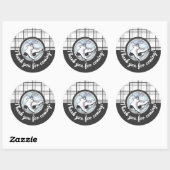 サンキューモダンタータンチェックアイススケートで滑るのお願い ラウンドシール (シート)