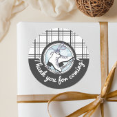 サンキューモダンタータンチェックアイススケートで滑るのお願い ラウンドシール