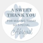 サンキューモダンパステルブルーデイジーフラワー ラウンドシール (正面)