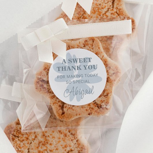 サンキューモダンパステルブルーデイジーフラワー ラウンドシール