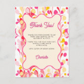 サンキューモダンレトロ抽象芸術ピンク ポストカード (正面)