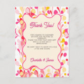 サンキューモダンレトロ抽象芸術ピンク ポストカード (正面)