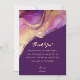 サンキューモダン抽象芸術パープルピンクと金ゴールド- 招待状