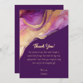 サンキューモダン抽象芸術パープルピンクと金ゴールド- 招待状 (正面/裏面)