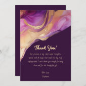 サンキューモダン抽象芸術パープルピンクと金ゴールド- 招待状 (正面/裏面)