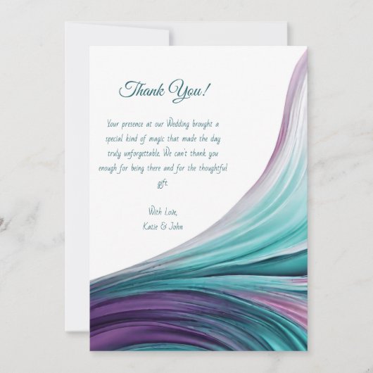 サンキューモダン抽象芸術 – 紫とティール（緑がかった色）- 招待状 (正面)