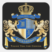 サンキューモノグラムコートオブアームズ金獅子紋章 スクエアシール (正面)