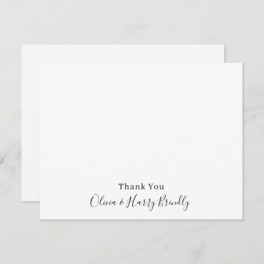 サンキューモノグラム名ホワイトフラットノートカード ノートカード (正面/裏面)