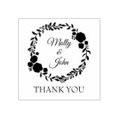 サンキューモノグラム素朴リースカスタムウェディング ラバースタンプ (インプリント)
