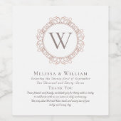 サンキューモノグラム結婚のアイボリー銅赤面 ワインラベル (シングルラベル)