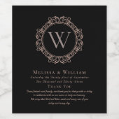 サンキューモノグラム結婚の黒銅赤面 ワインラベル (シングルラベル)