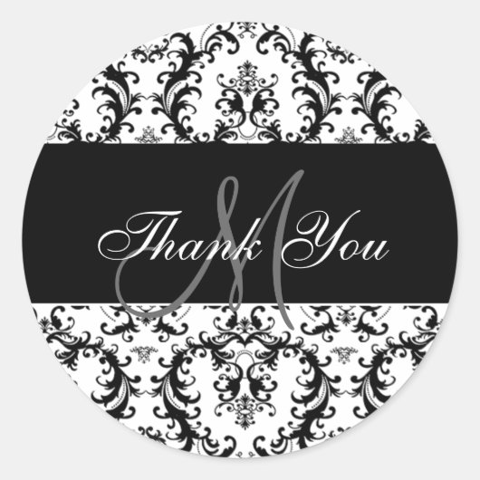 サンキューモノグラム結婚ペイズリー ラウンドシール (正面)
