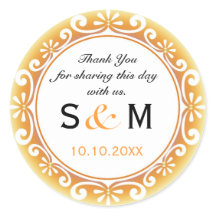 サンキューモノグラム結婚式の引き出物ラベル – 渦巻き