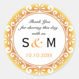 サンキューモノグラム結婚式の引き出物ラベル – 渦巻き ラウンドシール