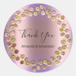 サンキューモノグラム金ゴールドバラ名パープル ラウンドシール