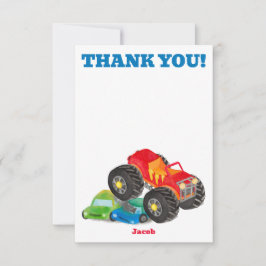 サンキューモンスタートラック誕生日バッシュ水色 サンキューカード