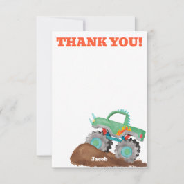 サンキューモンスタートラック誕生日バッシュ水色 サンキューカード